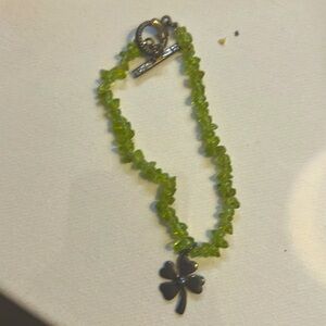 Sterling-Silver-925-Peridot-Bracelet-Lucky-Four-Leaf-Clover-